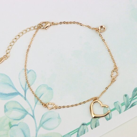 "Delicate Rose Gold Heart Bracelet with Adjustable Chain Extender, XPBL0863 - Picture 5 of 12
